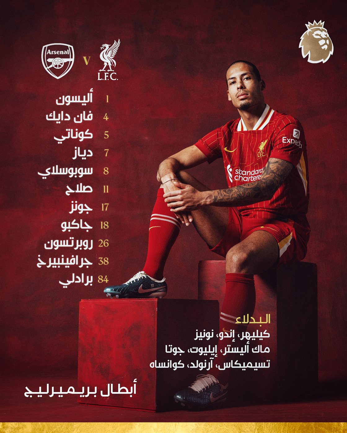 تشكيل ليفربول ضد ارسنال