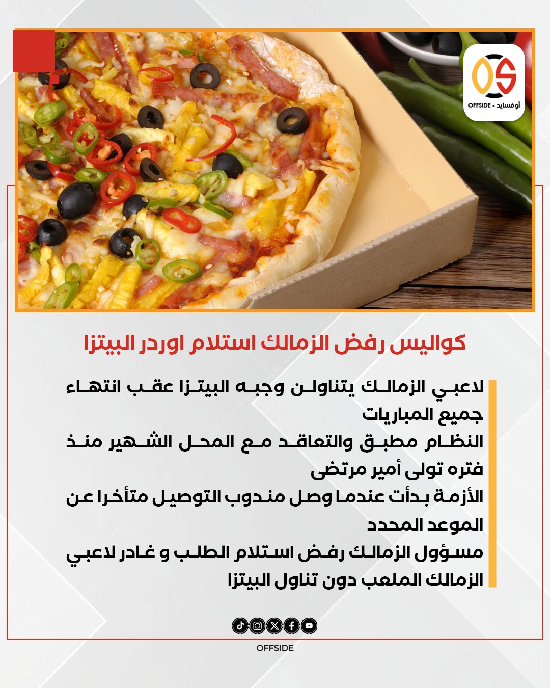 أزمة البيتزا و الزمالك