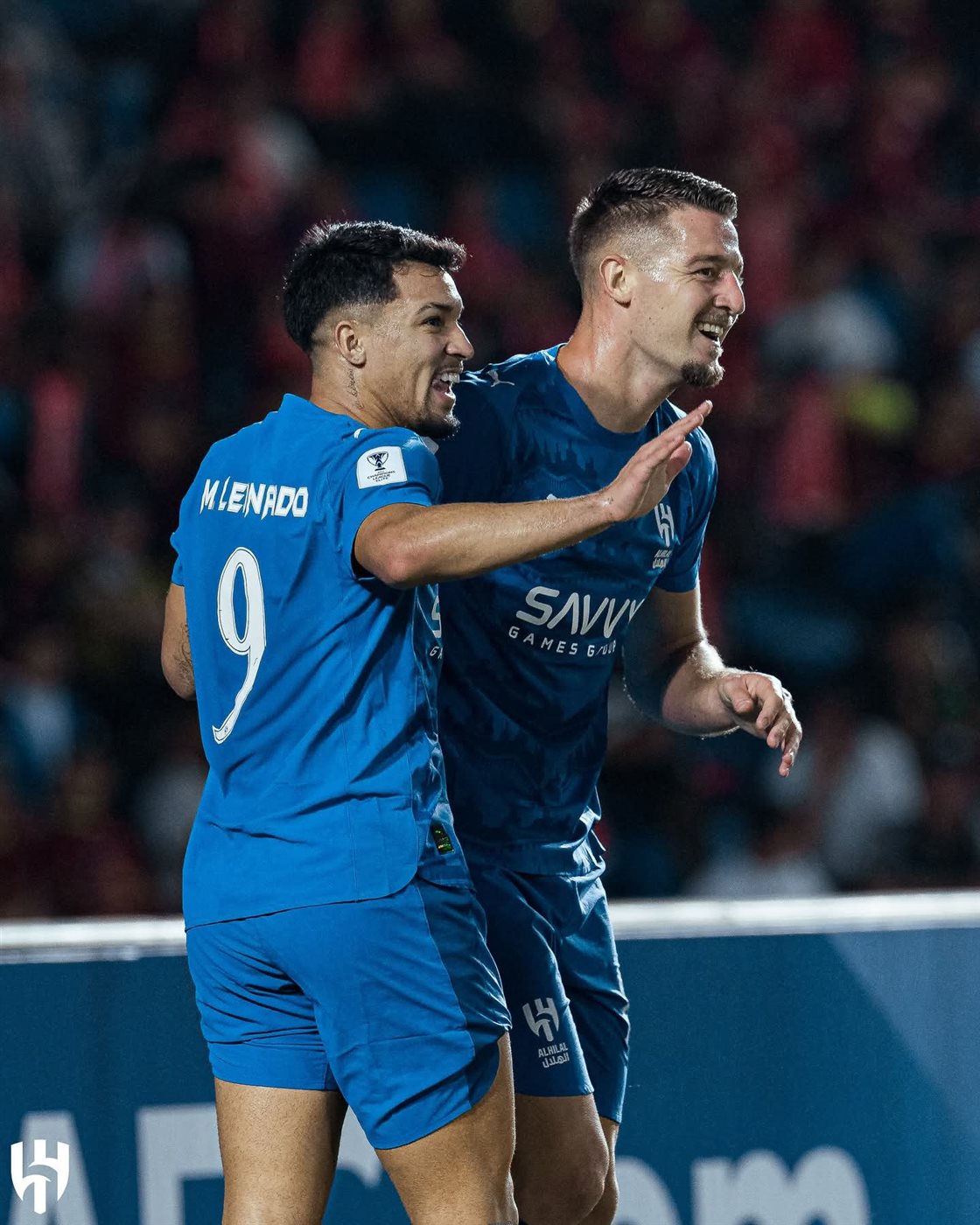 الفريق الأول لكرة القدم بنادي الهلال السعودي خلال مباراة نسف قرشي في دوري أبطال آسيا 