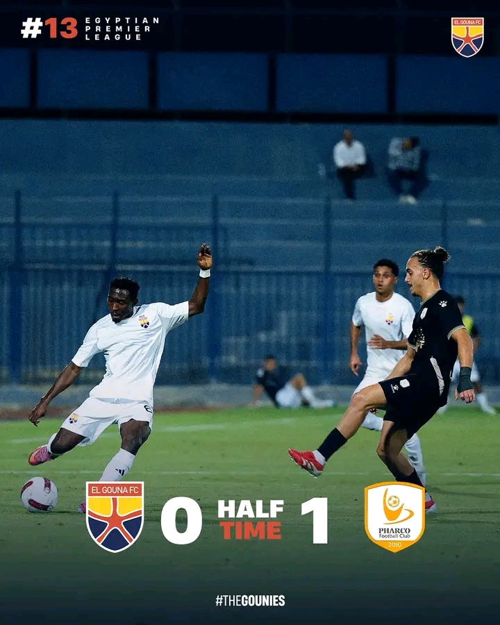 نتبجة منتصف المباراة من اللقاء الذي يجمع بين الفريق الأول لكرة القدم بنادي فاركو والجونة في إطار بطولة الدوري المصري الممتاز للموسم الحالي 2025-2026