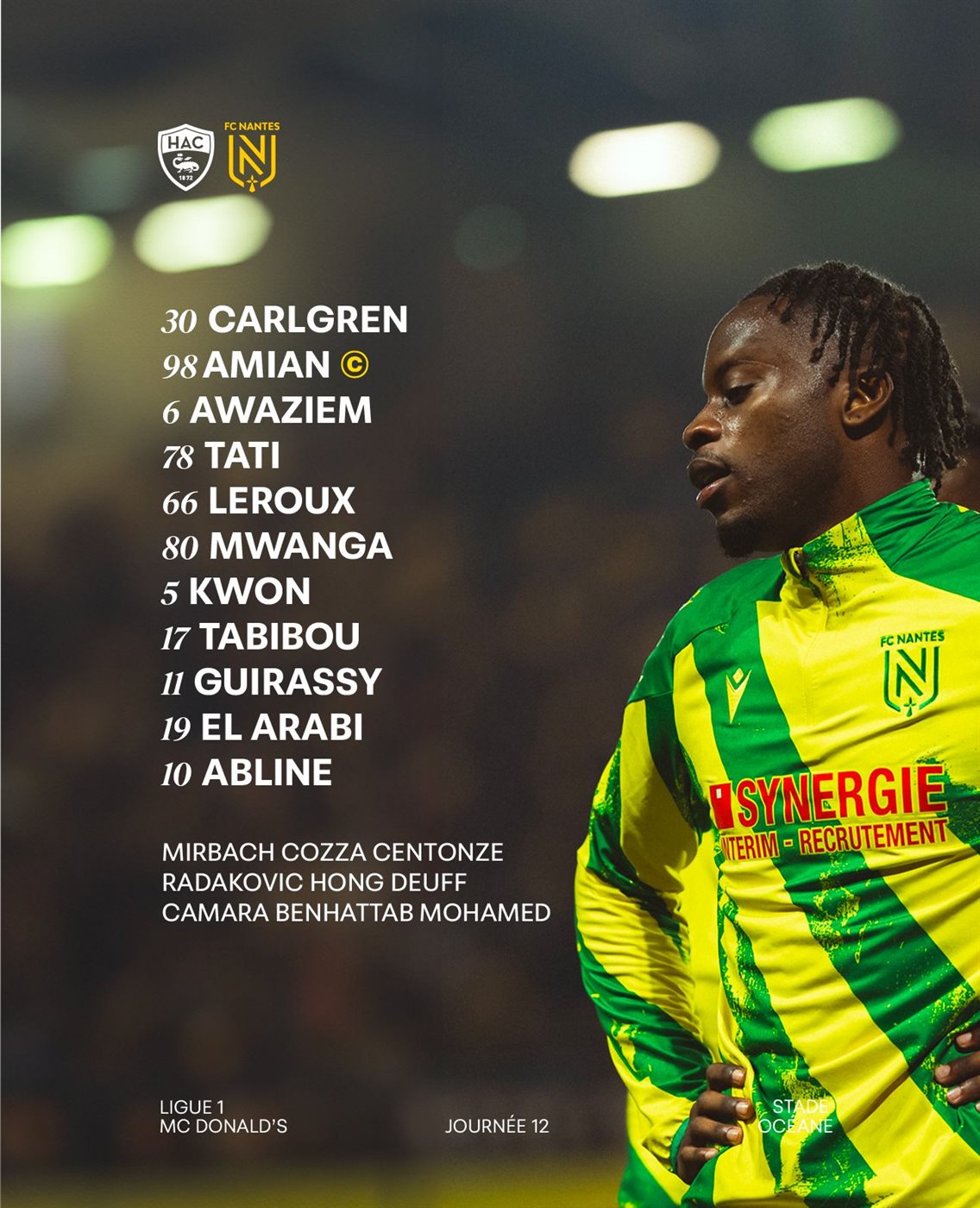 تشكيل نانت لمواجهة لوهافر في الدوري الفرنسي