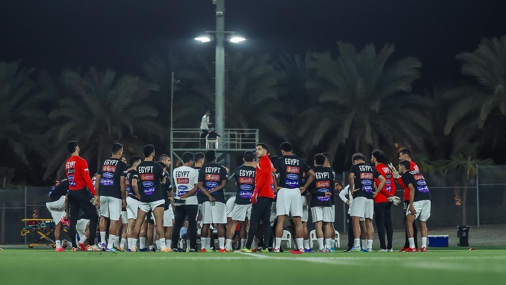 المنتخب المصري لكرة القدم والذي يستعد لمواجهة السعودية