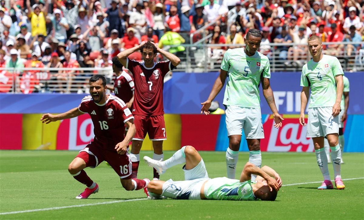 مباراة &nbsp;قطر وسويسرا والتي انتهت بالتعادل الإيجابي بهدف لكل فريق